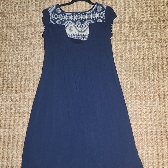 Altar'd State Blue and White Maxi Dress with Flutter Sleeves - Picture 5 of 9